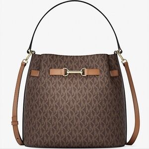 Michael Kors Carson Medium Signature Logo Convertible Bucket Crossbody Bag